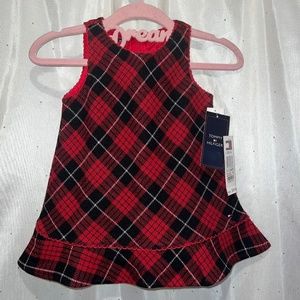 NWT Tommy Hilfiger Baby Girl Tartan Plaid Holiday Dress 6-12 months Rare Vintage